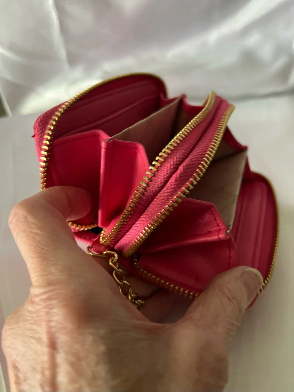 Steve Madden Pink Key & Card Holder with Gold Hardware
